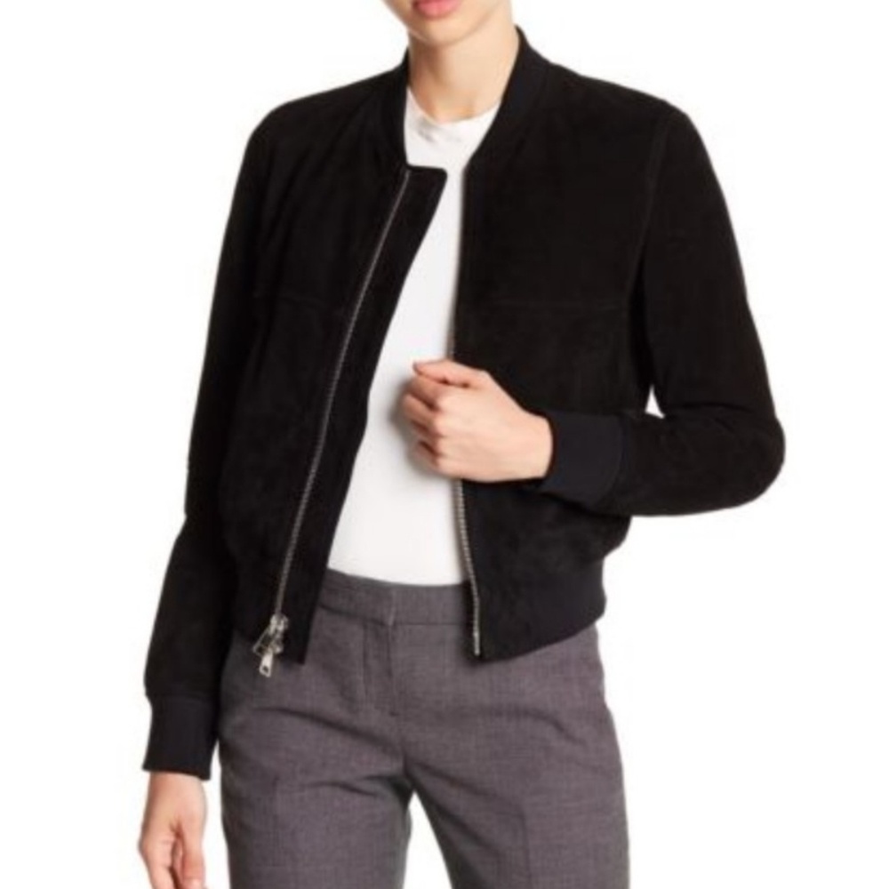 BNWT Theory "Daryette" Suede Bomber in Black, S/M